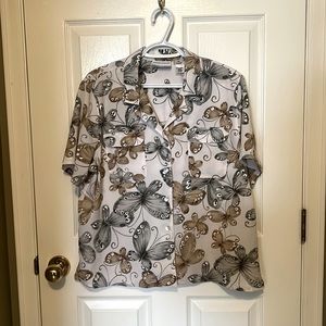 Alfred dunner butterfly short sleeve button down shirt